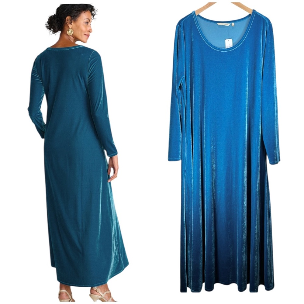 Soft Surroundings Dress Women's 1X
Santiago Stretch Blue Velvet Maxi
Comfy NWT